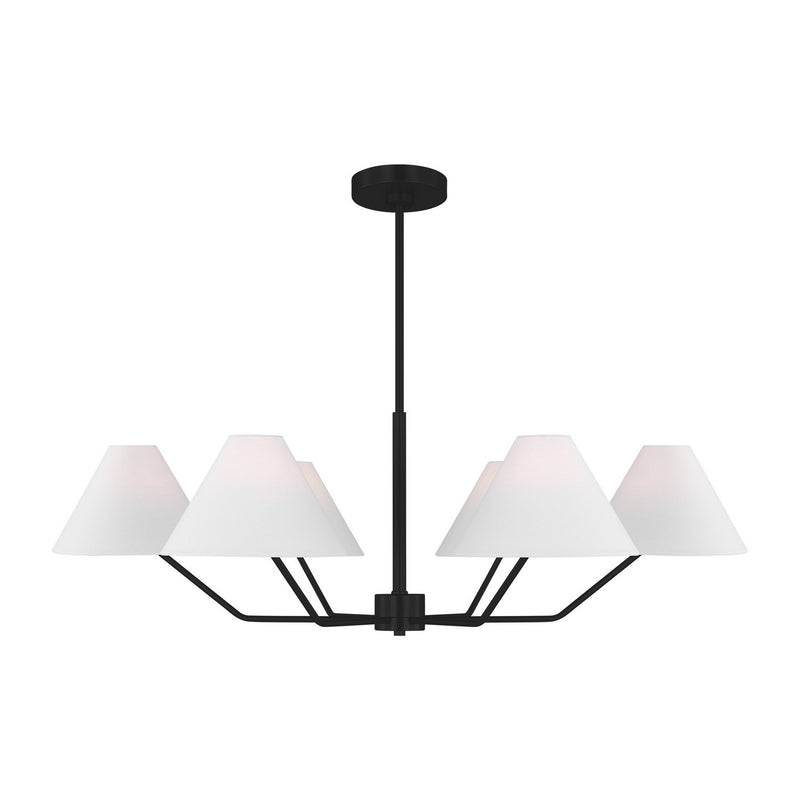 Visual Comfort Studio DJC1016MBK Six Light Chandelier, Midnight Black