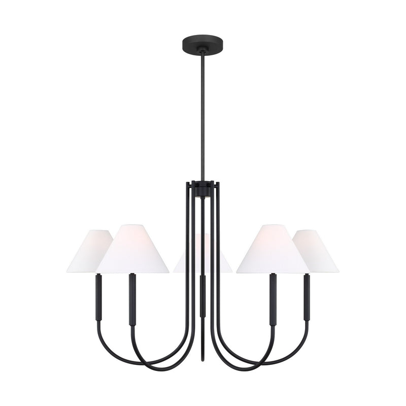 Visual Comfort Studio DJC1035MBK Six Light Chandelier, Midnight Black