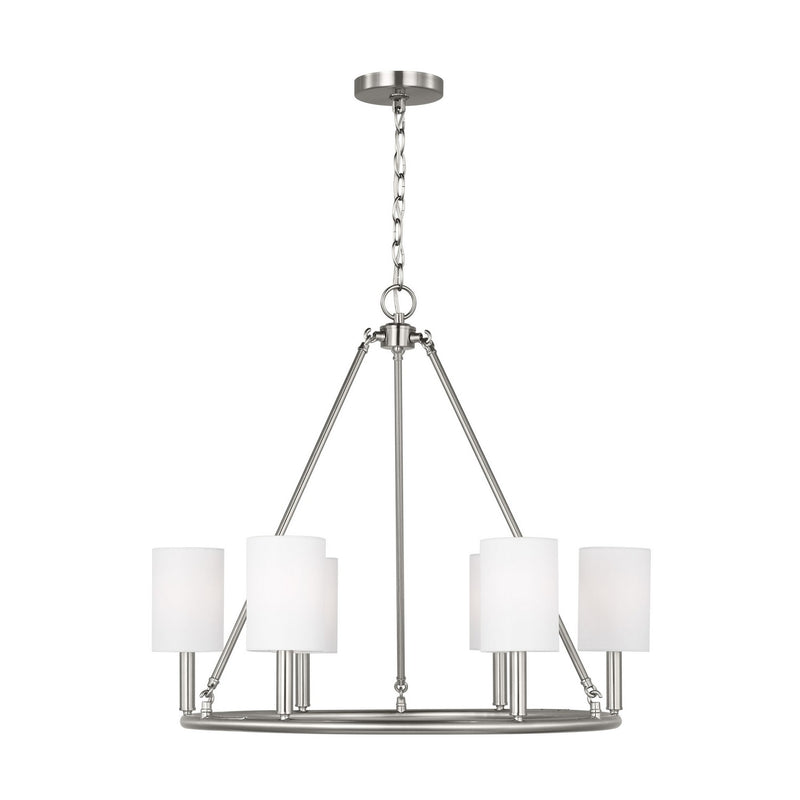 Visual Comfort Studio DJC1086BS Six Light Chandelier, Brushed Steel