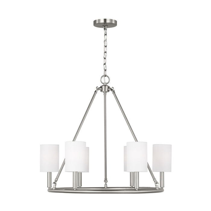 Visual Comfort Studio DJC1086BS Six Light Chandelier, Brushed Steel