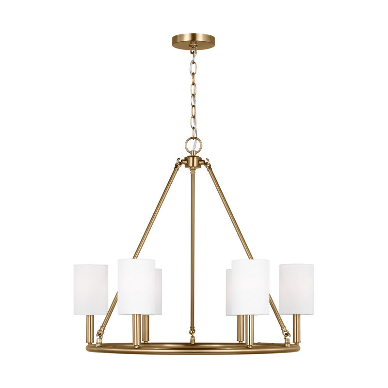 Visual Comfort Studio DJC1086SB Six Light Chandelier, Satin Brass