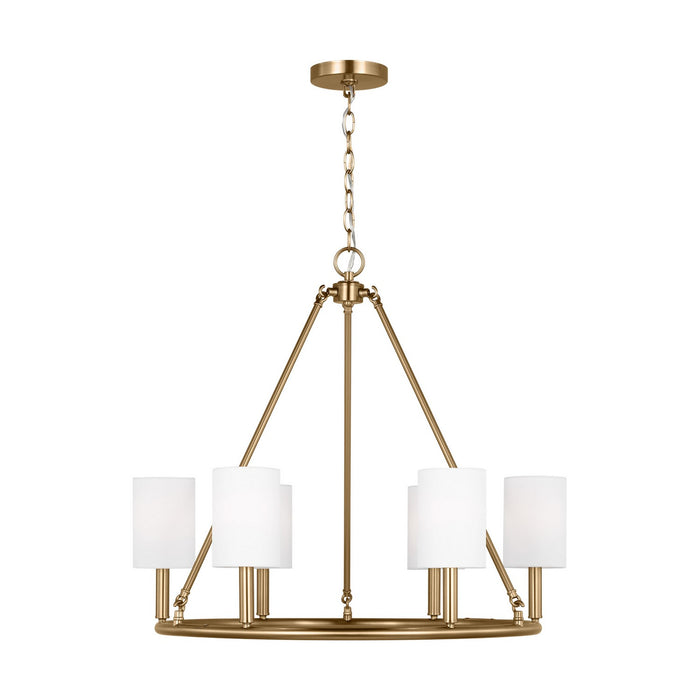 Visual Comfort Studio DJC1086SB Six Light Chandelier, Satin Brass