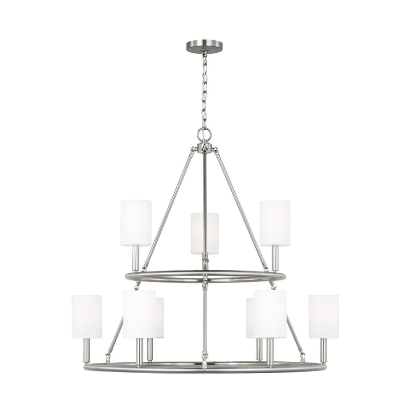 Visual Comfort Studio DJC1099BS Nine Light Chandelier, Brushed Steel