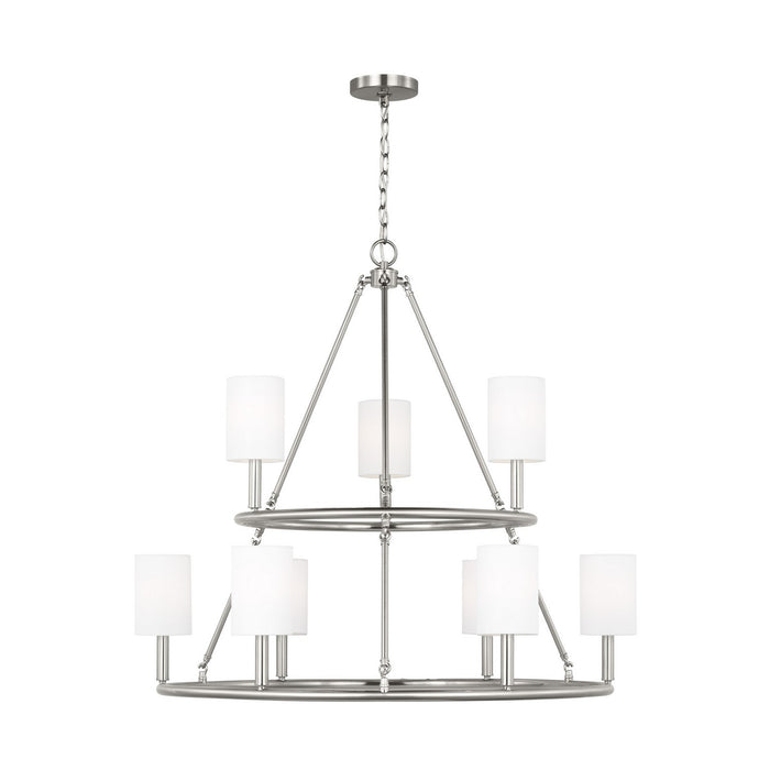Visual Comfort Studio DJC1099BS Nine Light Chandelier, Brushed Steel