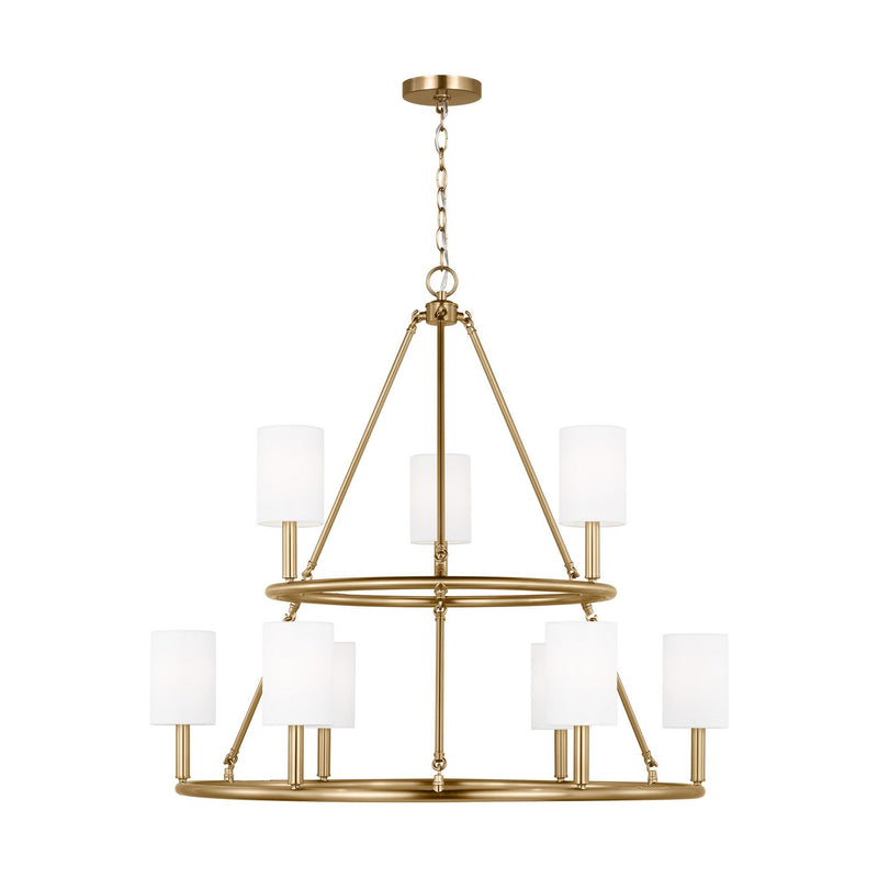 Visual Comfort Studio DJC1099SB Nine Light Chandelier, Satin Brass