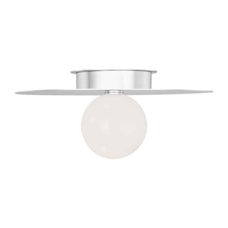 Visual Comfort Studio KF1021PN One Light Flush Mount, Polished Nickel