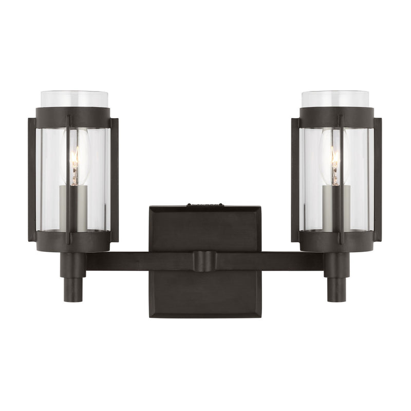 Visual Comfort Studio LV1012AI Two Light Bath Vanity, Aged Iron