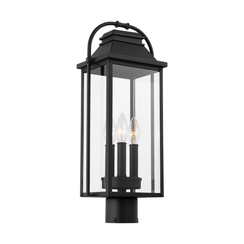 Visual Comfort Studio OL13207TXB Three Light Outdoor Post Lantern, Textured Black
