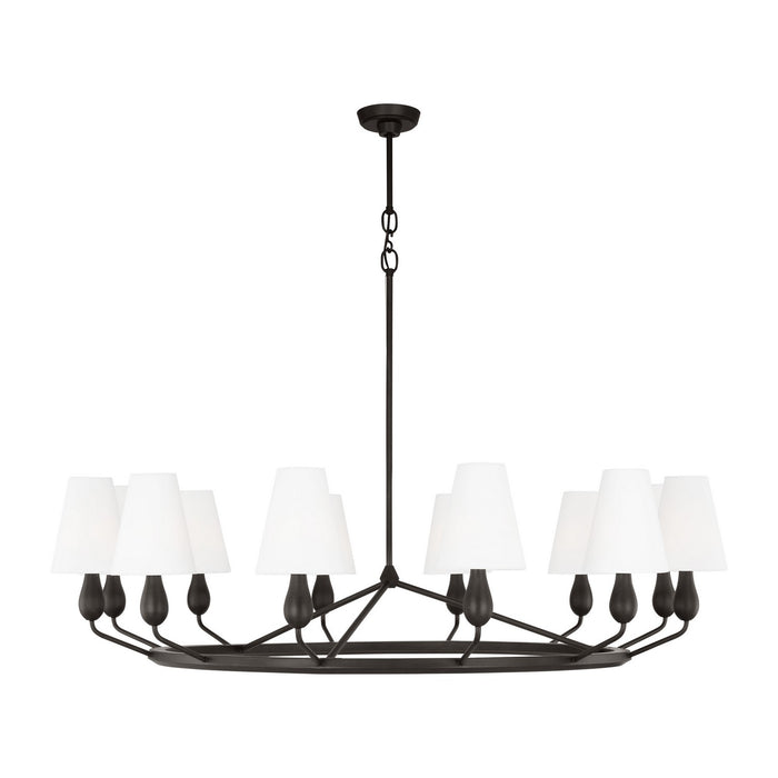 Visual Comfort Studio TC11712AI 12 Light Chandelier, Aged Iron