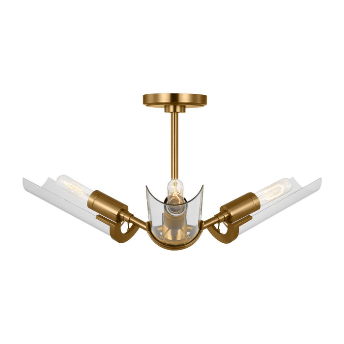 Visual Comfort Studio TF1023BBS Three Light Flush Mount, Burnished Brass