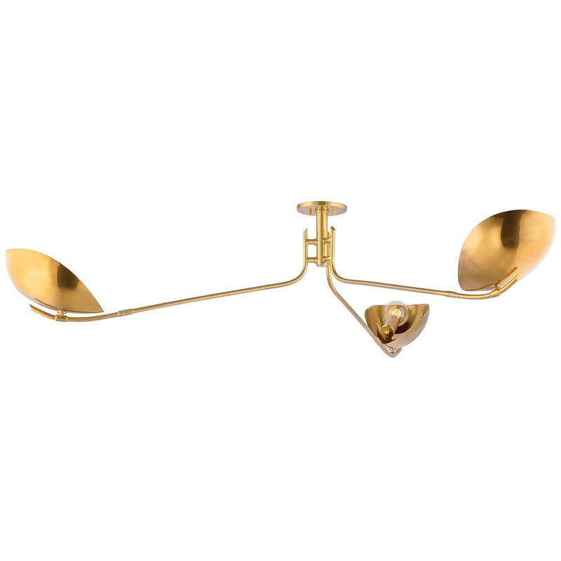 Hudson Valley 1753-AGB Three Light Semi Flush Mount, Aged Brass