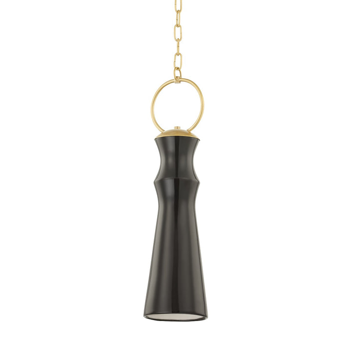 Hudson Valley 2270-AGB/CGM One Light Pendant, Aged Brass/Ceramic Gloss Mink
