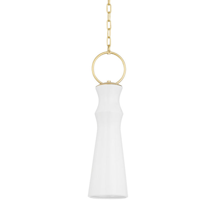 Hudson Valley 2270-AGB/CGW One Light Pendant, Aged Brass/Ceramic Gloss White