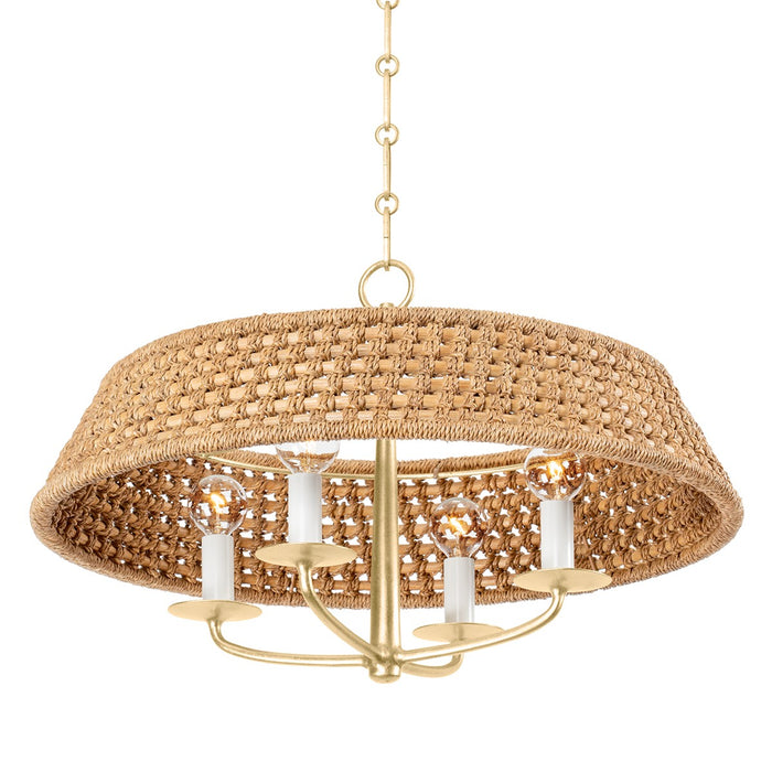 Hudson Valley 2722-VGL Four Light Chandelier, Vintage Gold Leaf