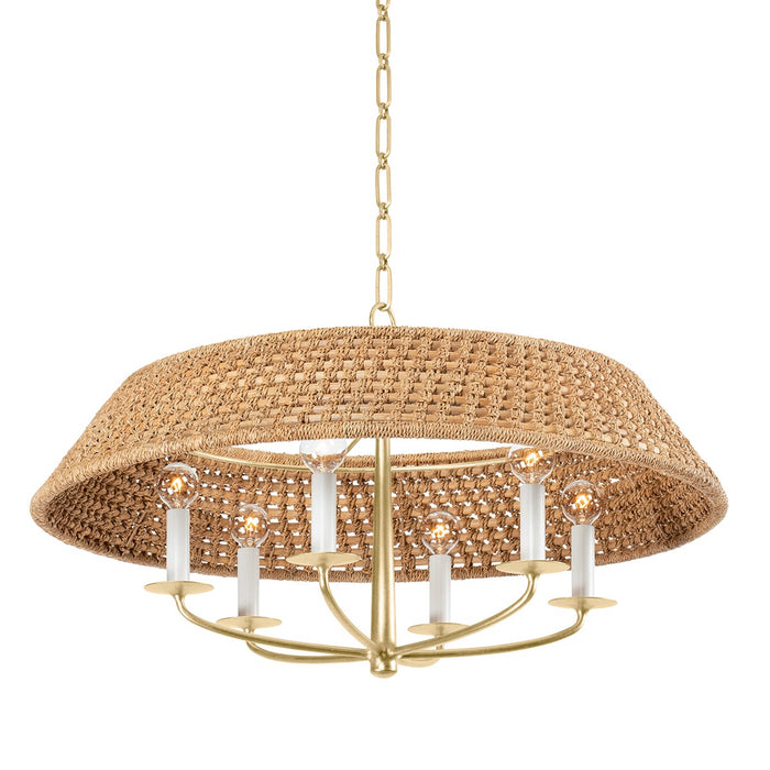 Hudson Valley 2730-VGL Six Light Chandelier, Vintage Gold Leaf
