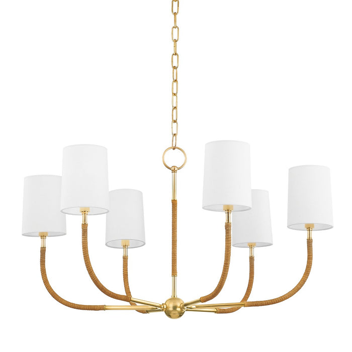 Hudson Valley 3534-AGB Six Light Chandelier, Aged Brass