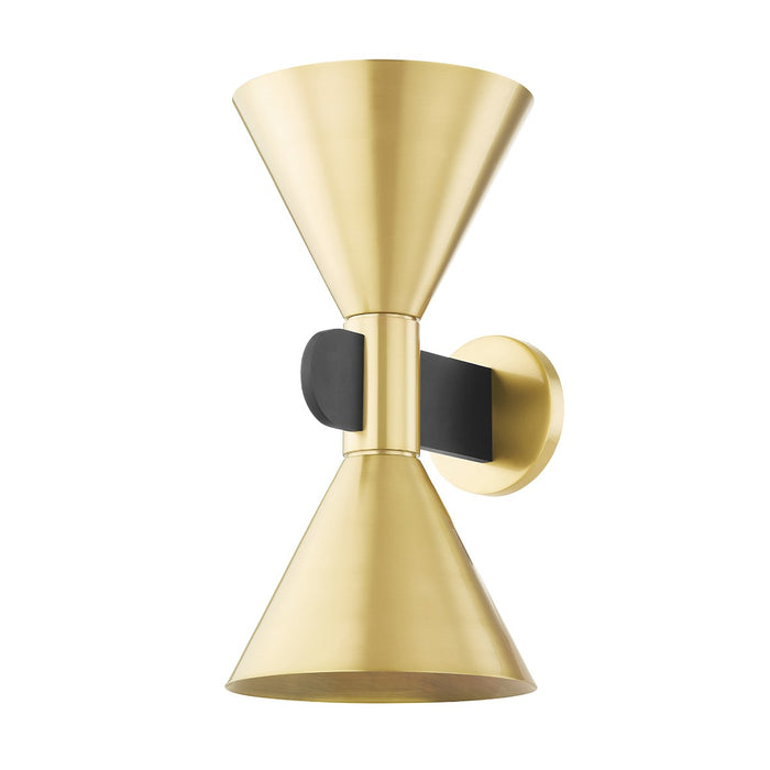 Hudson Valley 4916-AGB/SBK Two Light Wall Sconce, Aged Brass