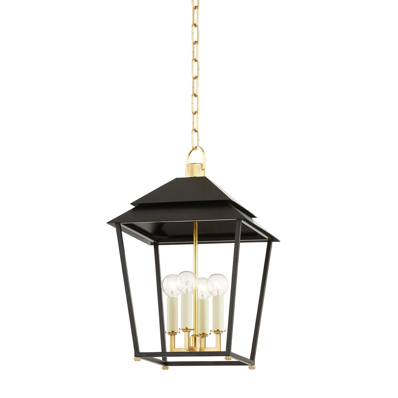 Hudson Valley 5119-AGB/SBK Four Light Lantern, Aged Brass