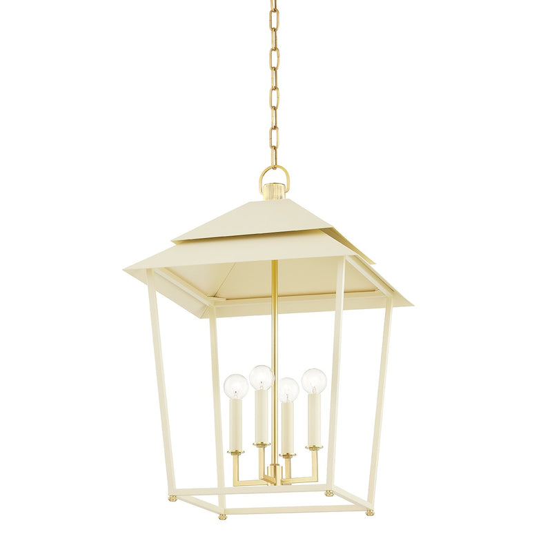 Hudson Valley 5127-AGB/SSD Four Light Lantern, Aged Brass