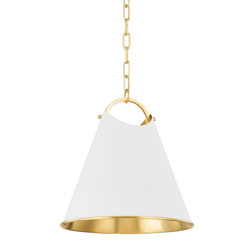 Hudson Valley 6214-AGB/SWH One Light Pendant, Aged Brass