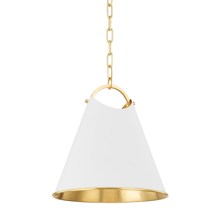 Hudson Valley 6214-AGB/SWH One Light Pendant, Aged Brass