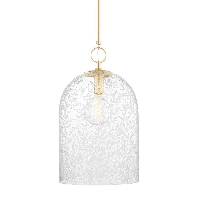 Hudson Valley 7514-AGB One Light Pendant, Aged Brass