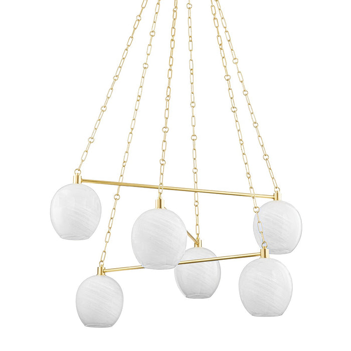 Hudson Valley 9138-AGB Six Light Chandelier, Aged Brass