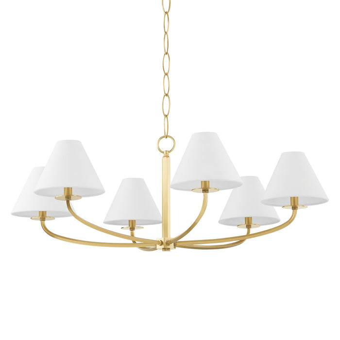 Hudson Valley BKO901-AGB Six Light Chandelier, Aged Brass