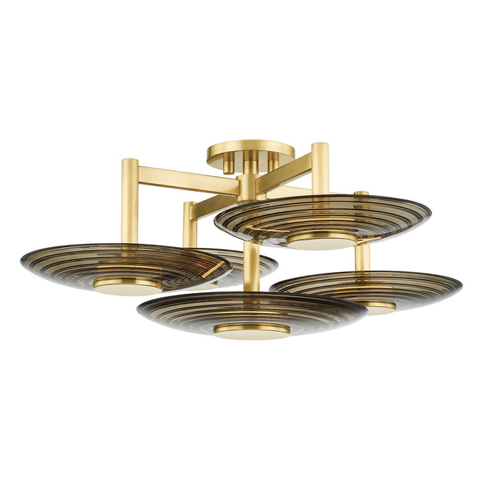 Hudson Valley PI1892605-AGB LED Semi Flush Mount, Aged Brass