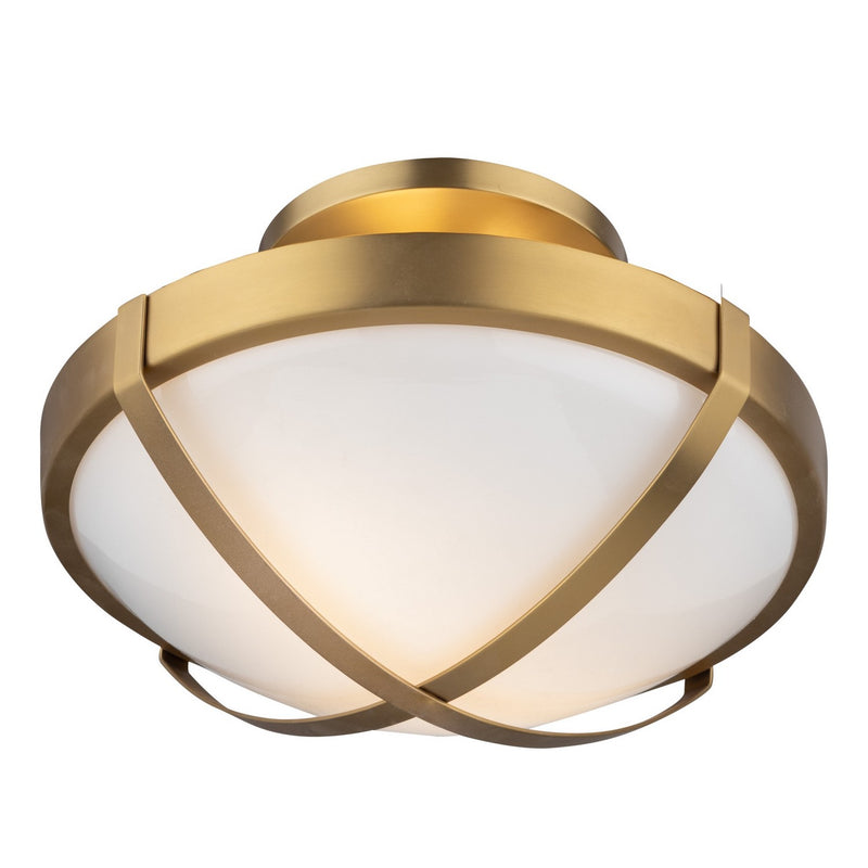 Artcraft AC11703BR Two Light Flush Mount, Brushed Brass