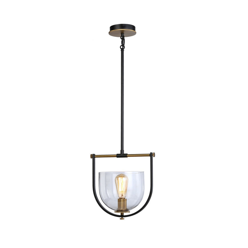 Artcraft AC11741BB One Light Pendant, Black & Brass