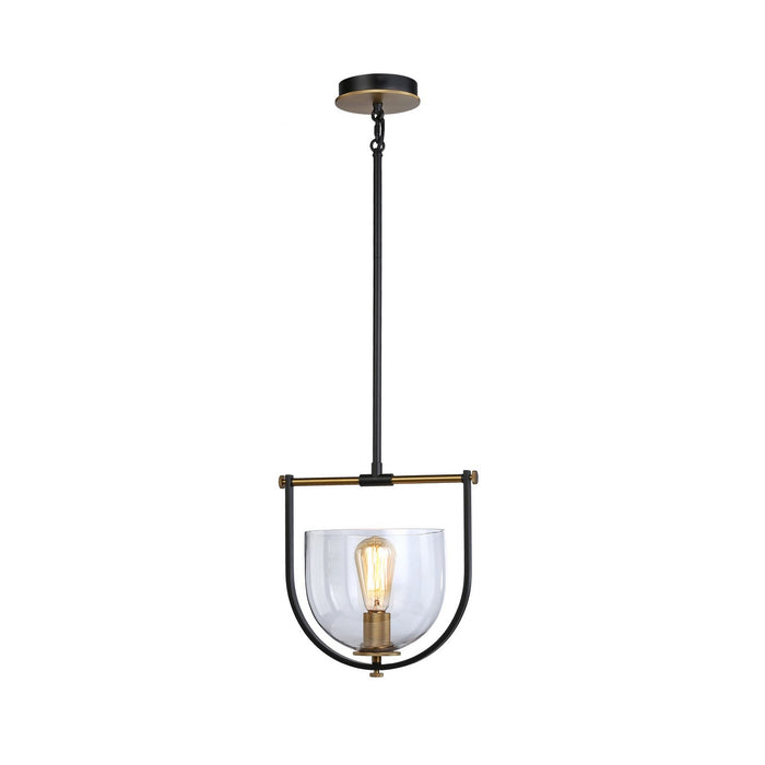 Artcraft AC11741BB One Light Pendant, Black & Brass
