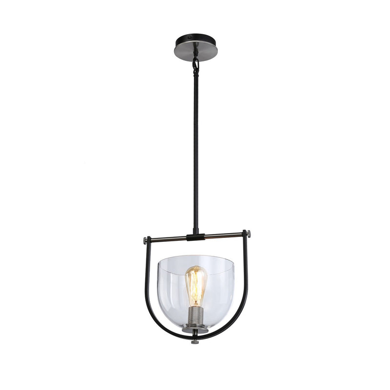 Artcraft AC11741NB One Light Pendant, Black & Nickel