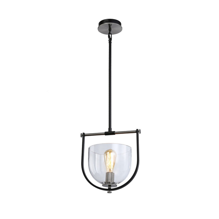 Artcraft AC11741NB One Light Pendant, Black & Nickel