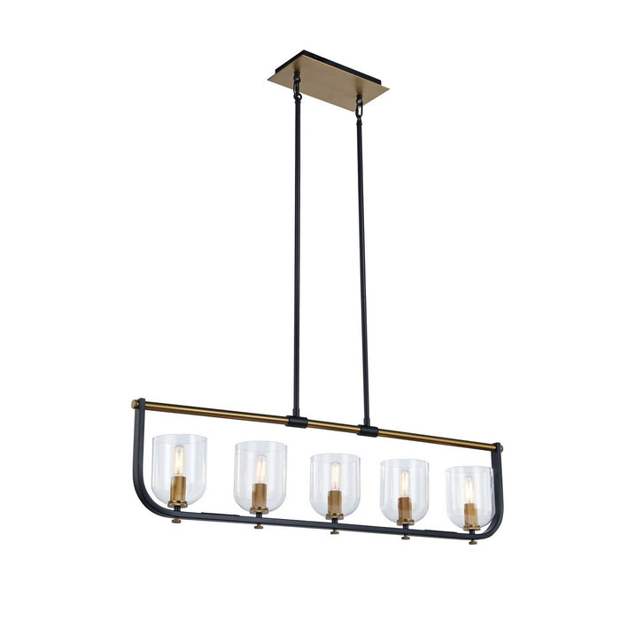 Artcraft AC11745BB Five Light Island Pendant, Black & Brass