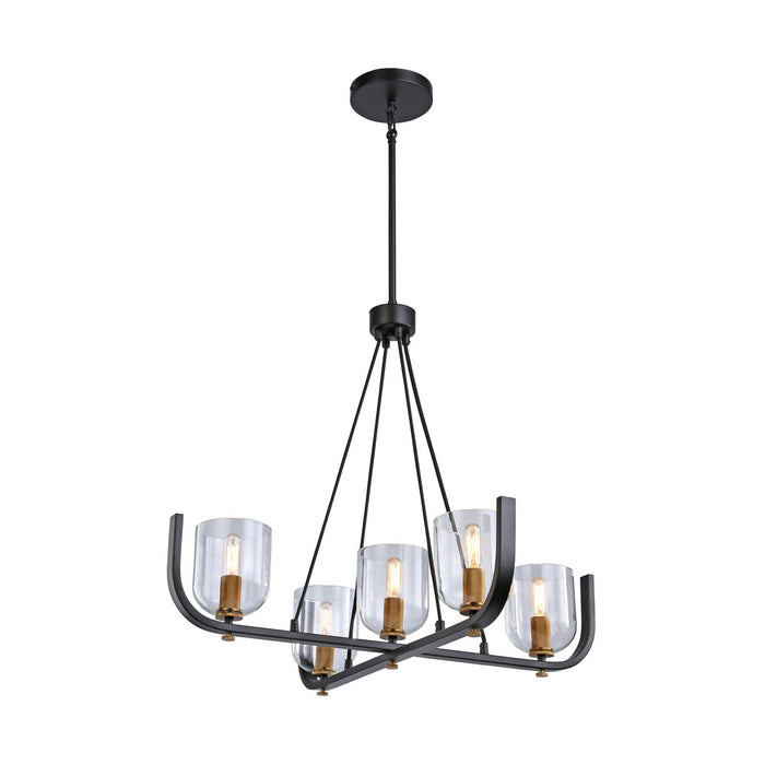 Artcraft AC11746BB Five Light Chandelier, Black & Brass