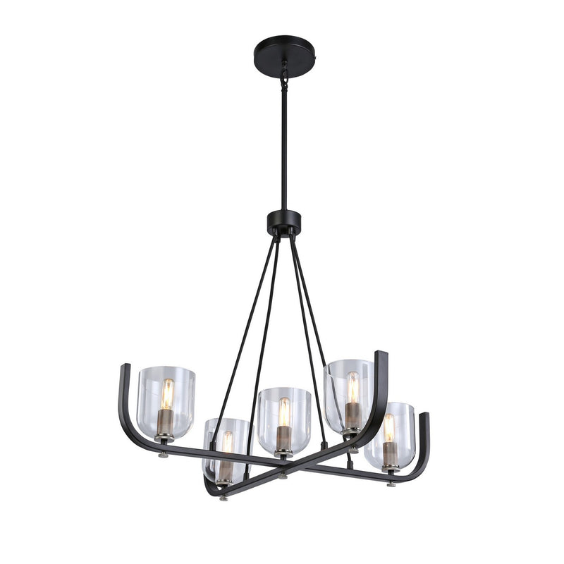 Artcraft AC11746NB Five Light Chandelier, Black & Nickel