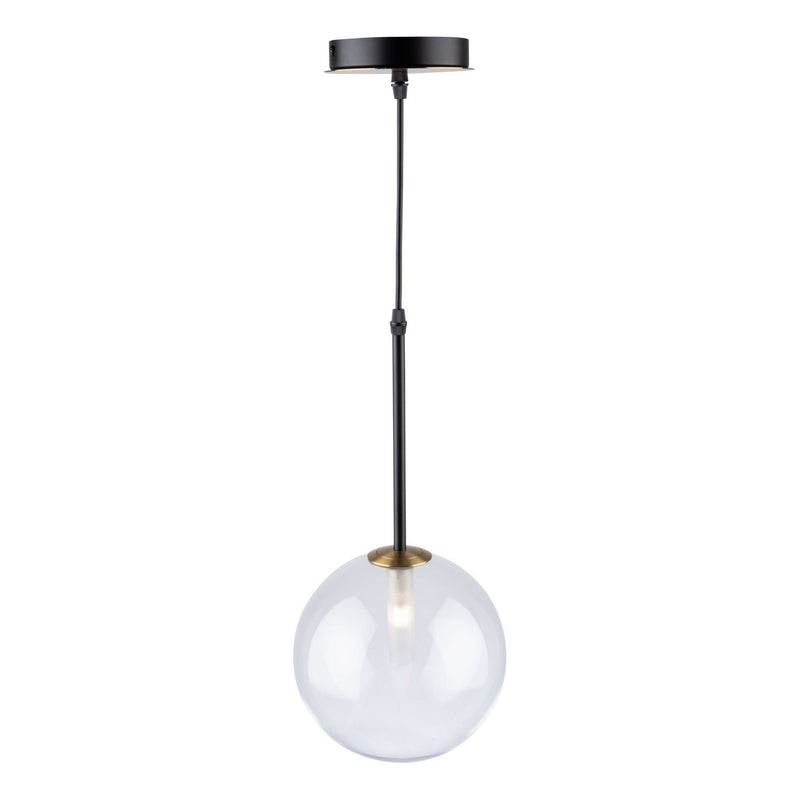 Artcraft AC11761VB One Light Pendant, Matte Black & Brass