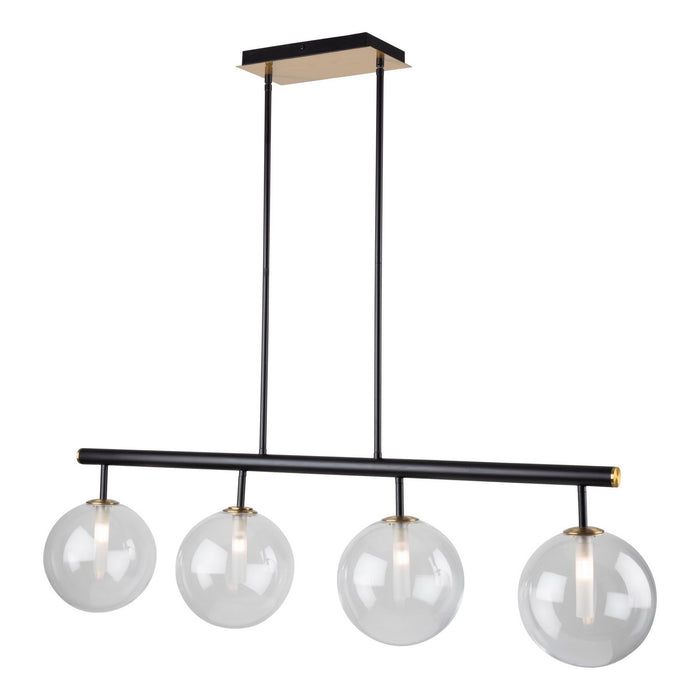 Artcraft AC11764VB Four Light Island Pendant, Matte Black & Brass