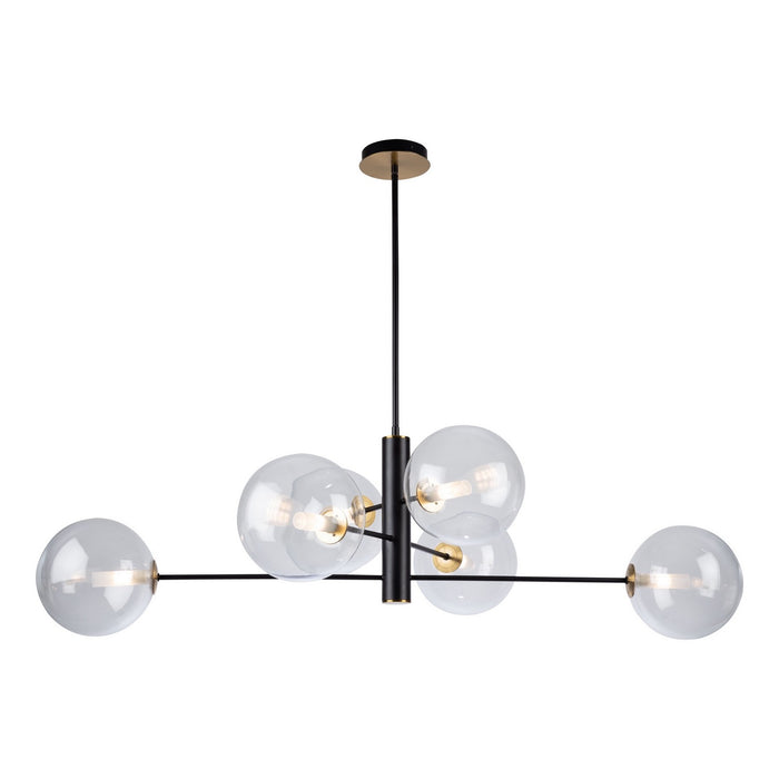 Artcraft AC11766VB Six Light Chandelier, Matte Black & Brass
