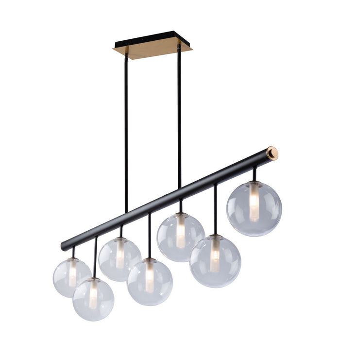 Artcraft AC11767VB Seven Light Island Pendant, Matte Black & Brass