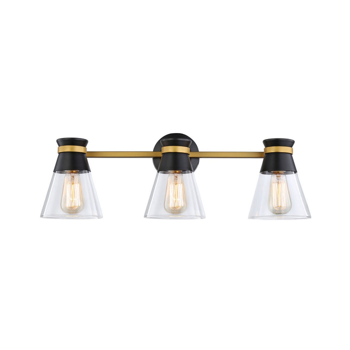 Artcraft AC11803BB Three Light Vanity, Black & Brushed Brass