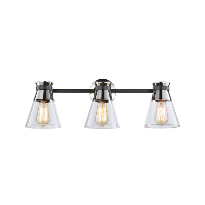 Artcraft AC11803NB Three Light Vanity, Black & Brushed Nickel