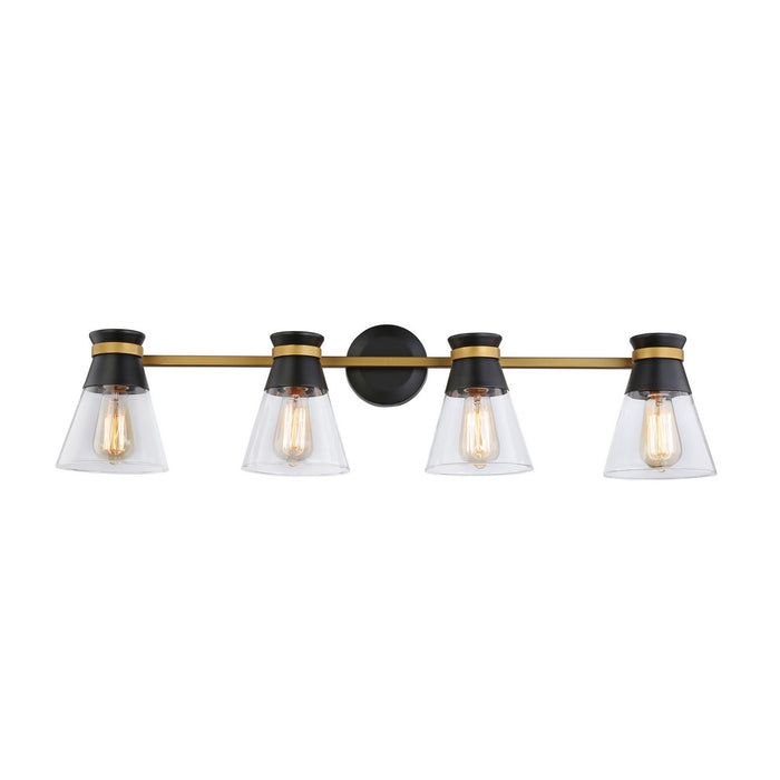 Artcraft AC11804BB Four Light Vanity, Black & Brushed Brass