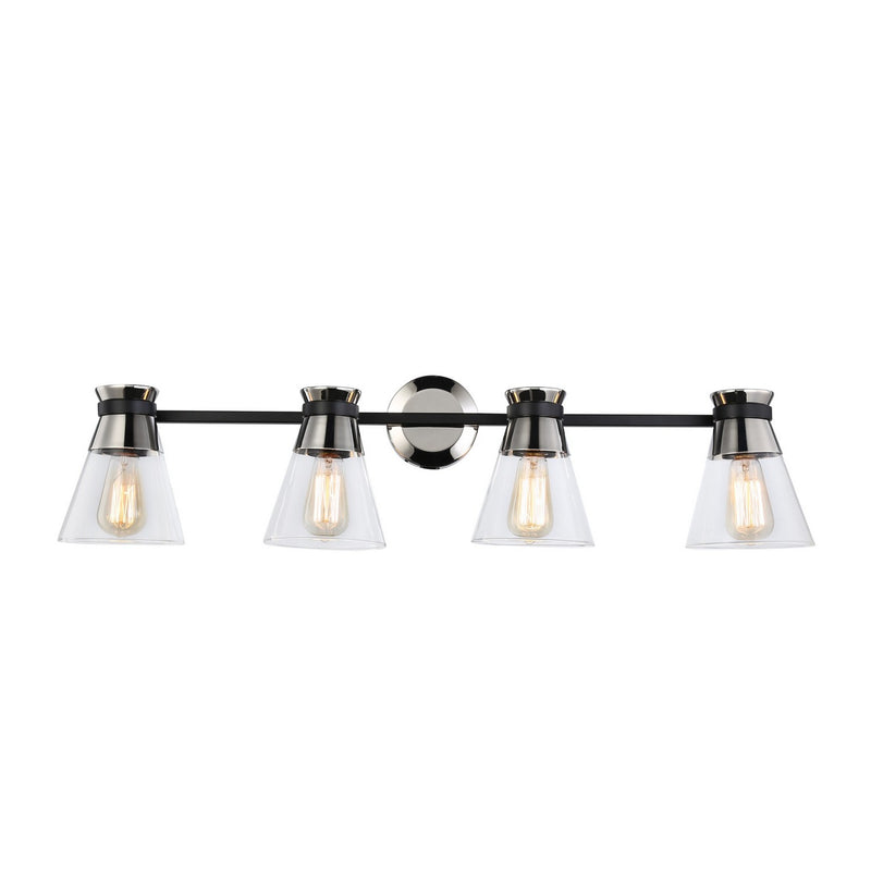 Artcraft AC11804NB Four Light Vanity, Black & Brushed Nickel