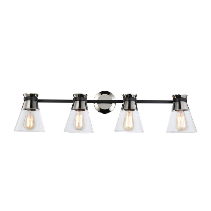 Artcraft AC11804NB Four Light Vanity, Black & Brushed Nickel