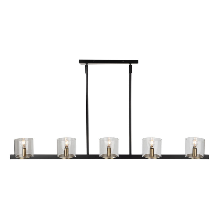 Artcraft AC11825BB Five Light Island Pendant, Black and Brass