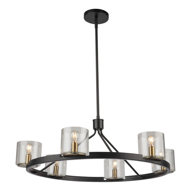Artcraft AC11826BB Six Light Chandelier, Black and Brass