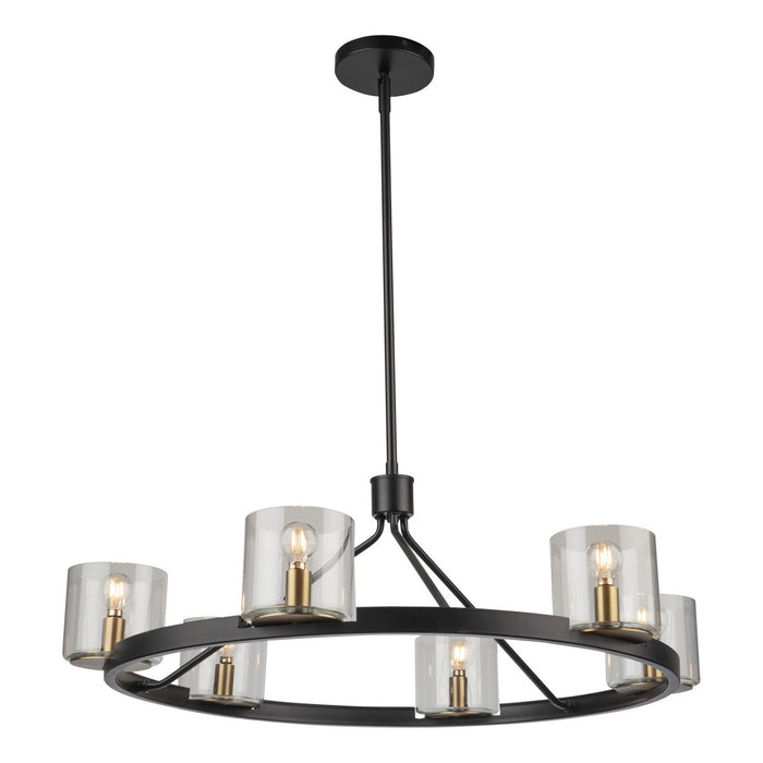 Artcraft AC11826BB Six Light Chandelier, Black and Brass