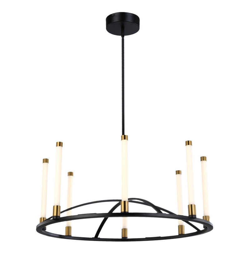 Artcraft SC13088BB LED Chandelier, Matte Black & Brass